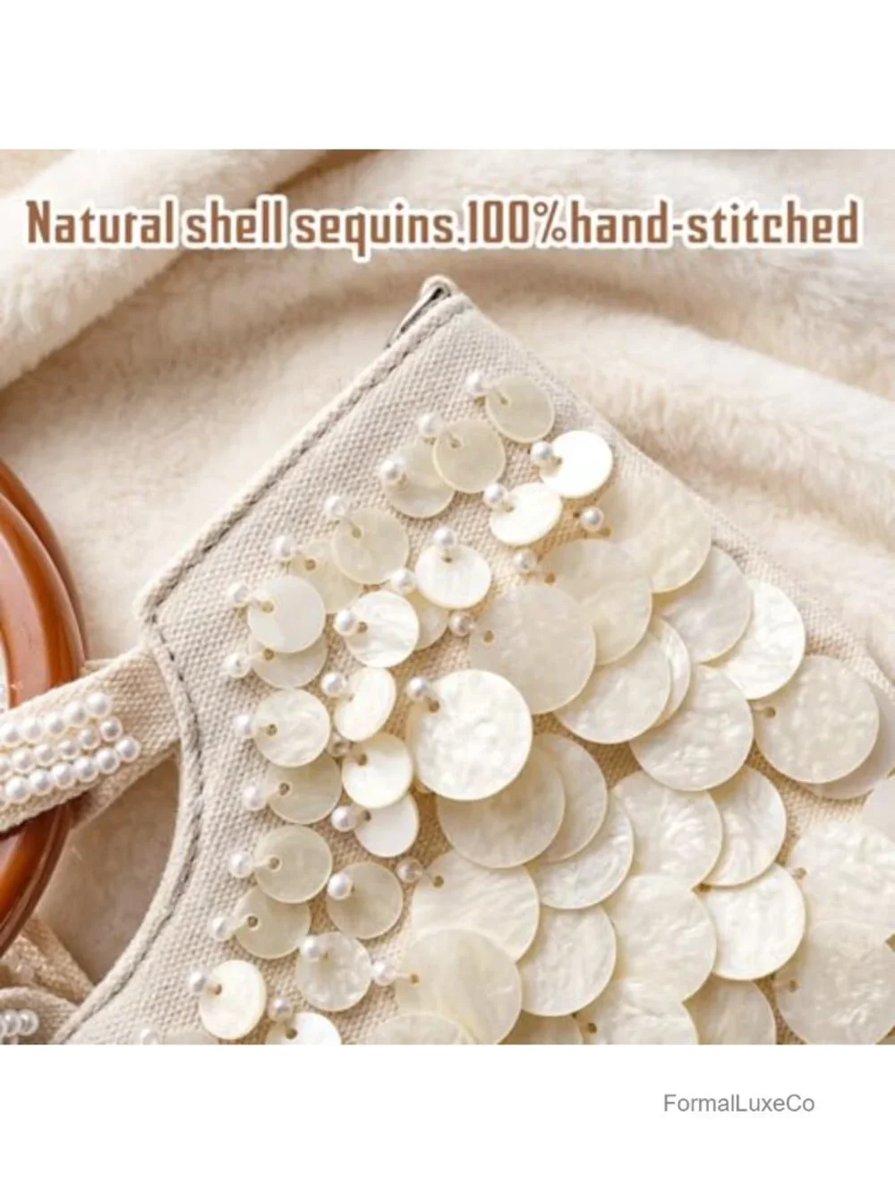 Handmade Mother-of-Pearl Shell Beaded Clutch Bag for Women, Evening Party Top